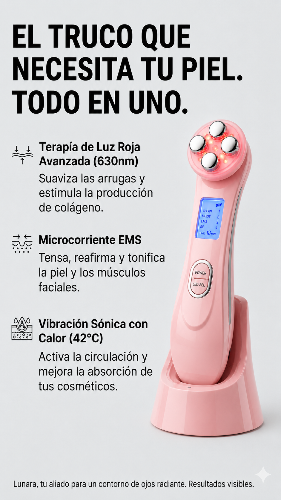 Estimulador Facial EMS Reafirmante y Antiedad